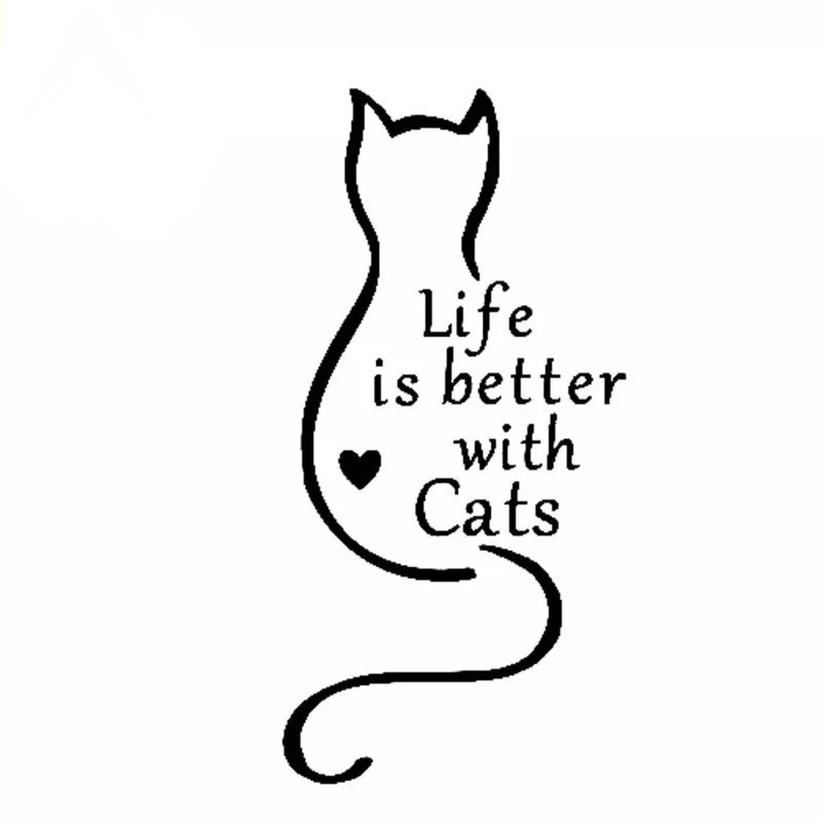 GoedeDoelen.Shop | Auto Sticker Life With Cats Zwart | Autosticker | Kattensticker | Poezensticker | Weersbestendig | 15 x 7 CM | Life Is Better With Cats | Scootersticker | Laptopsticker | Koelkaststicker | Transparant Zwart